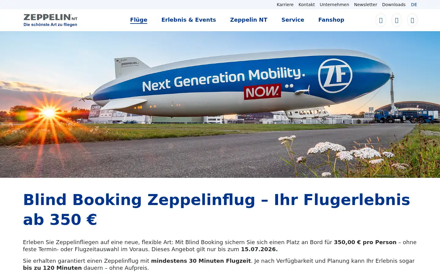Screenshot of zeppelinflug.de