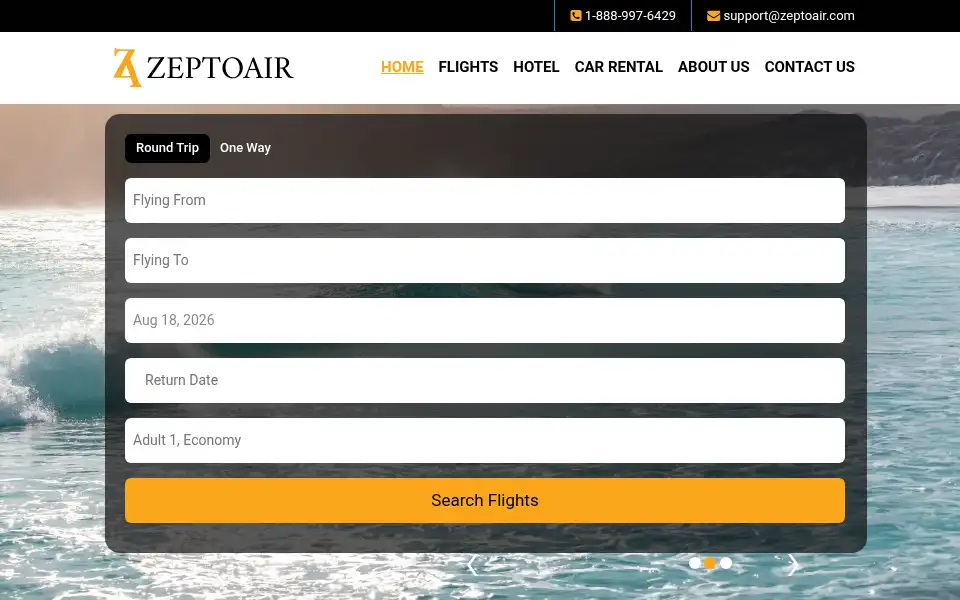 Screenshot of zeptoair.com