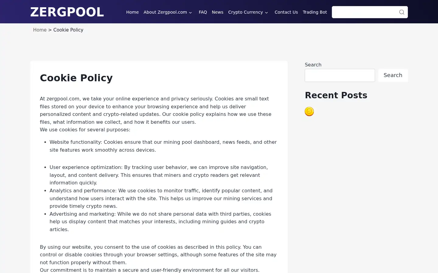 Screenshot of zergpool.com