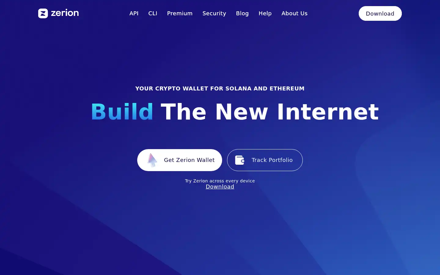 Screenshot of zerion.io