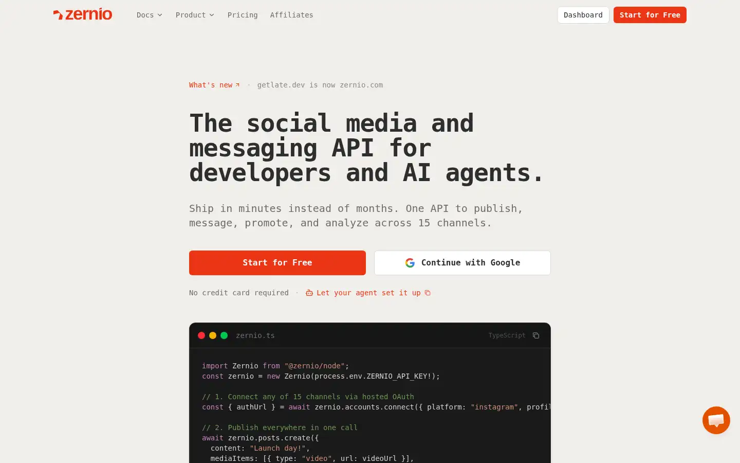 Screenshot of zernio.com