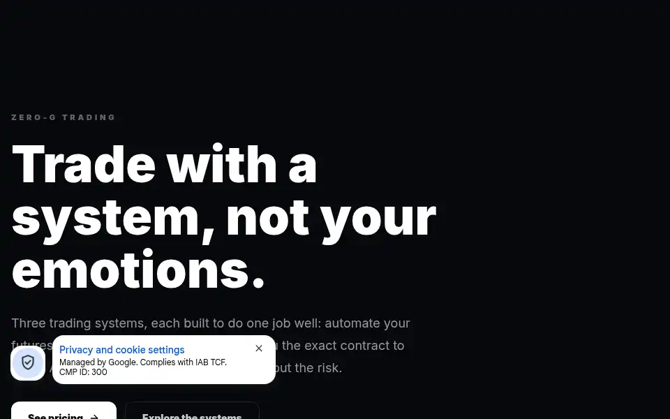 Screenshot of zerogtrading.com