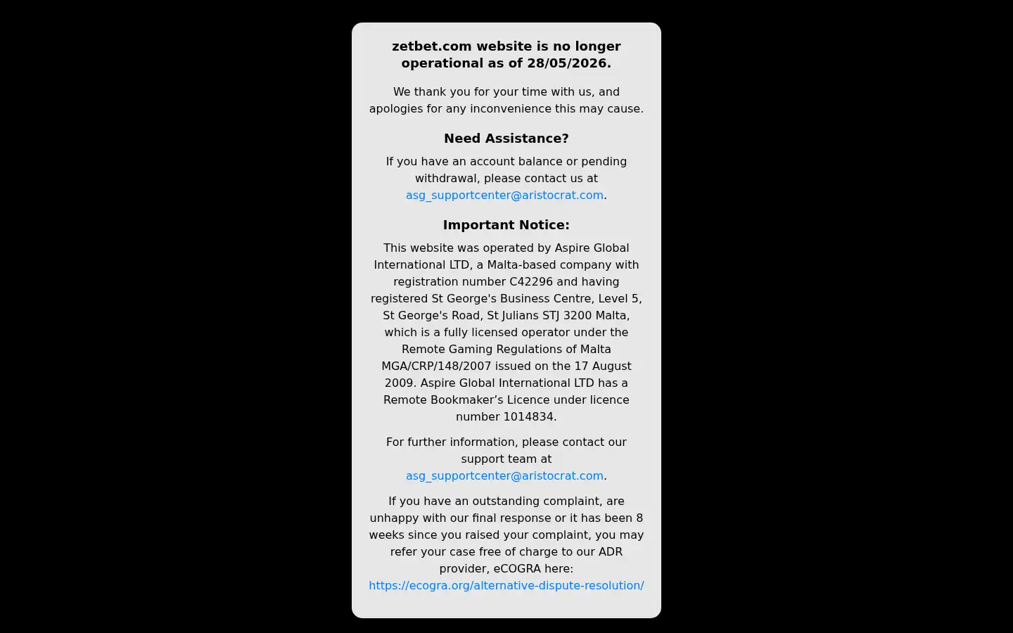 Screenshot of zetbet.com