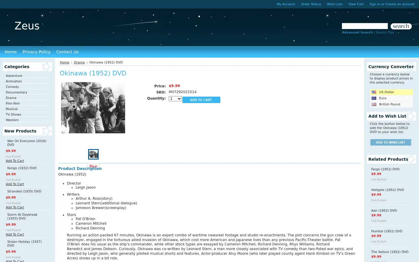 Screenshot of zeusdvds.com