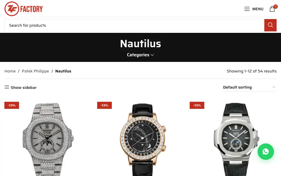 Screenshot of zffactorywatches.com