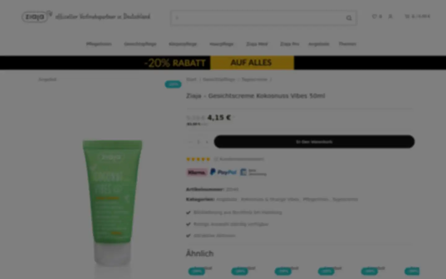 Screenshot of ziaja-shop.de