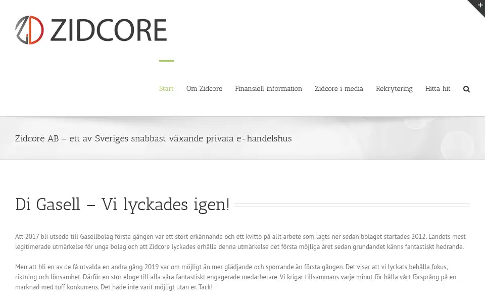 Screenshot of zidcore.com