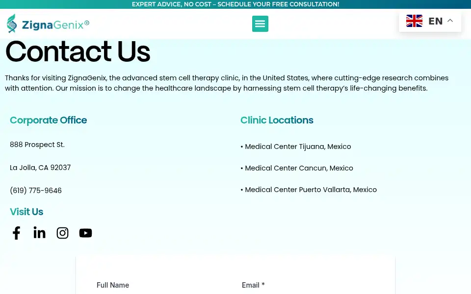 Screenshot of zignagenix.com