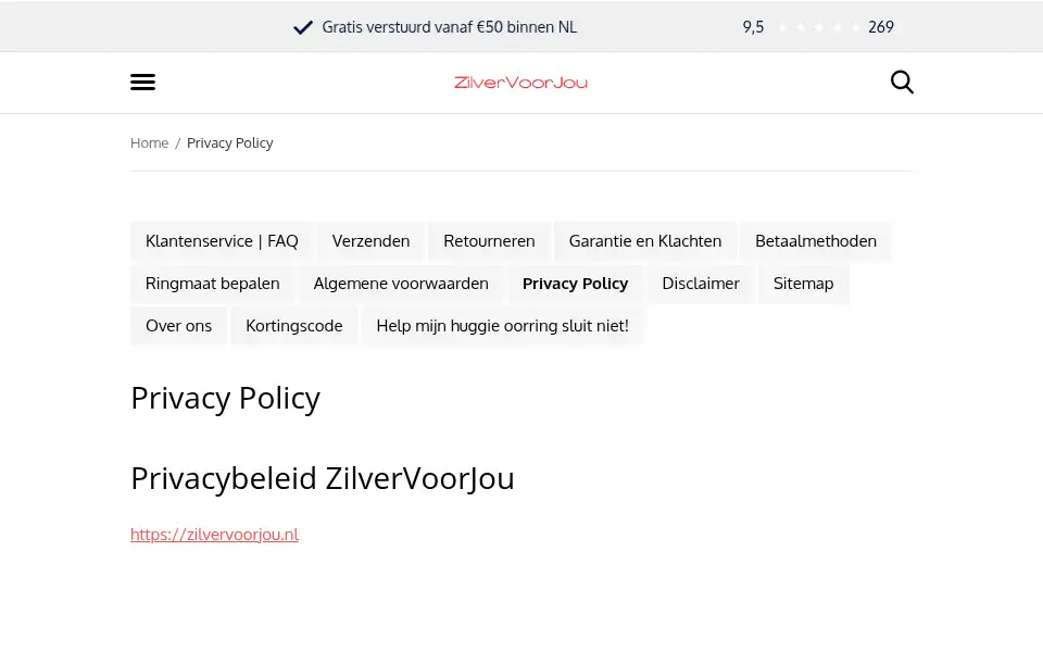 Screenshot of zilvervoorjou.nl