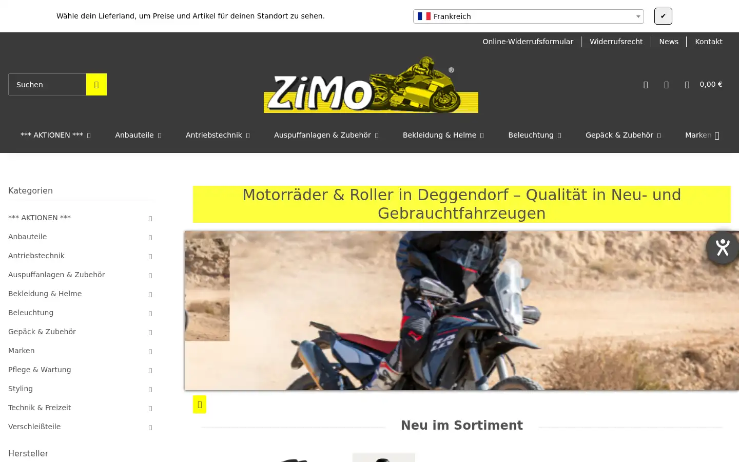 Screenshot of zimo-motorrad.de
