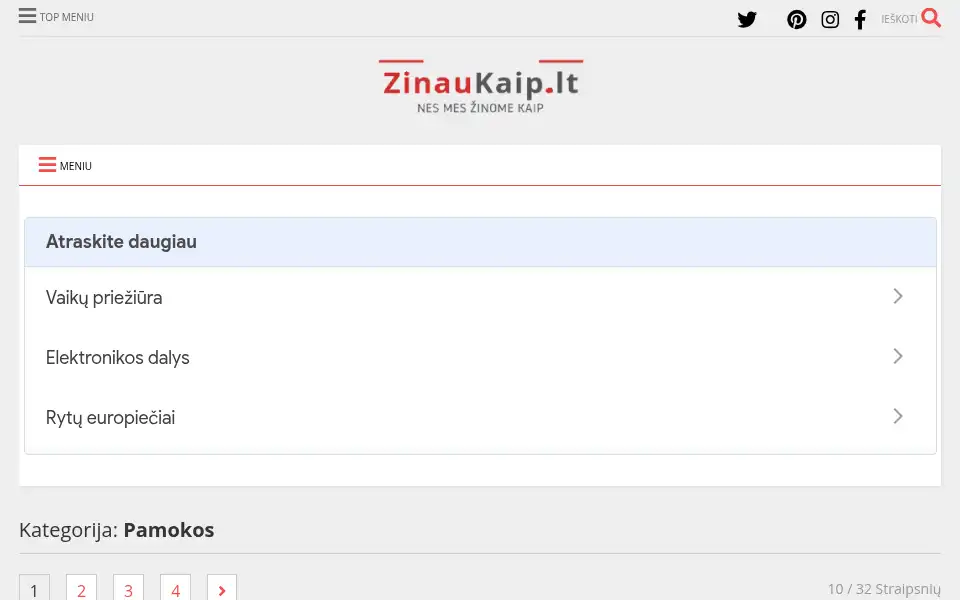 Screenshot of zinaukaip.lt