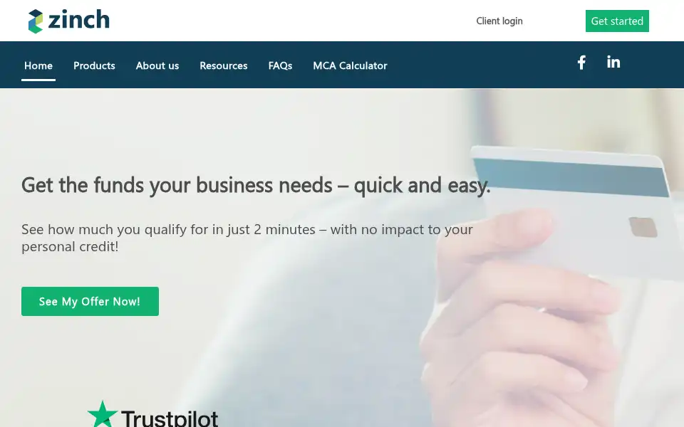 Screenshot of zinchfin.com