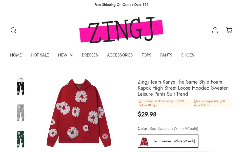 Screenshot of zingj.com