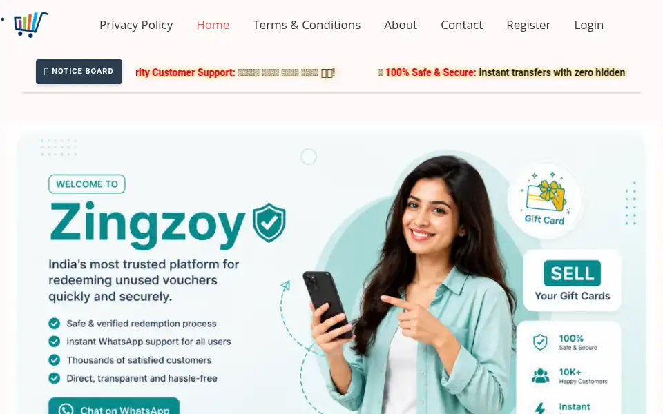 Screenshot of zingzoy.com