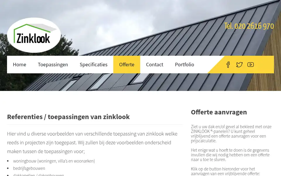 Screenshot of zinklook.nl