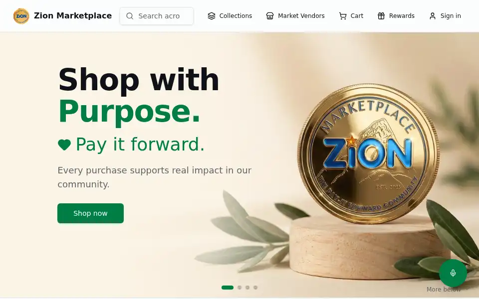 Screenshot of zionmarketplace.shop