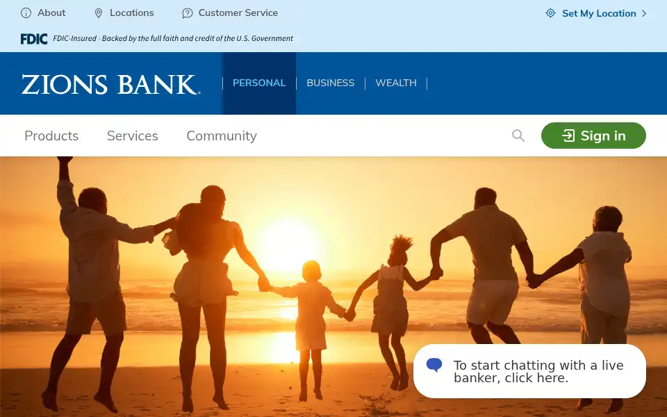 Screenshot of zionsbank.com