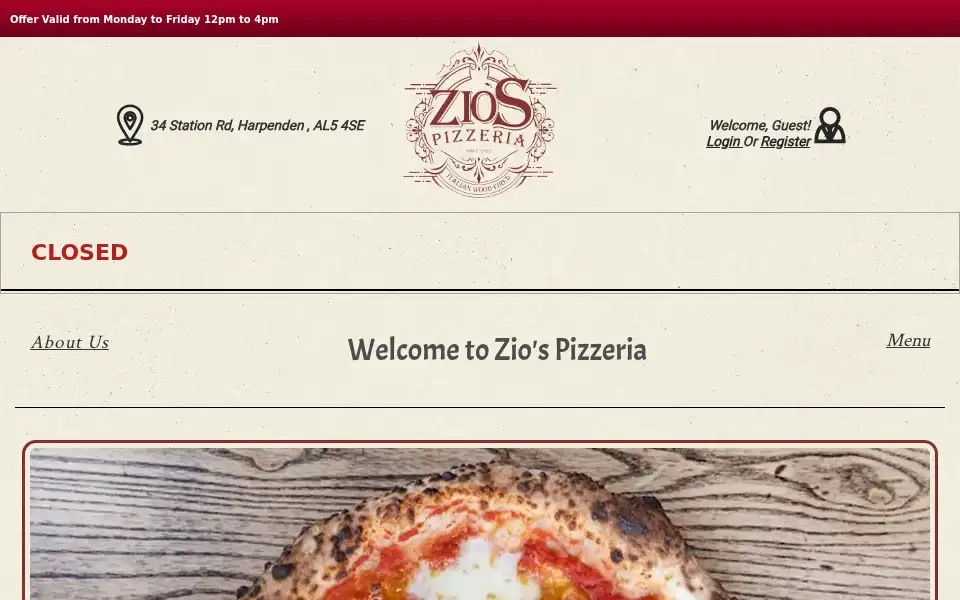 Screenshot of ziospizzeria.co.uk