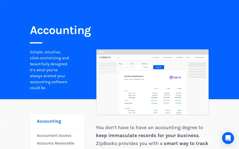 Screenshot of zipbooks.com