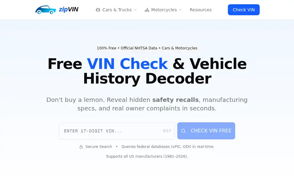 Screenshot of zipvin.com