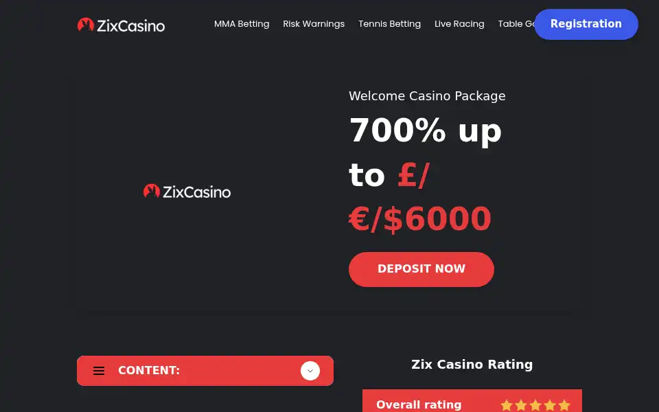 Screenshot of zix-casino.com
