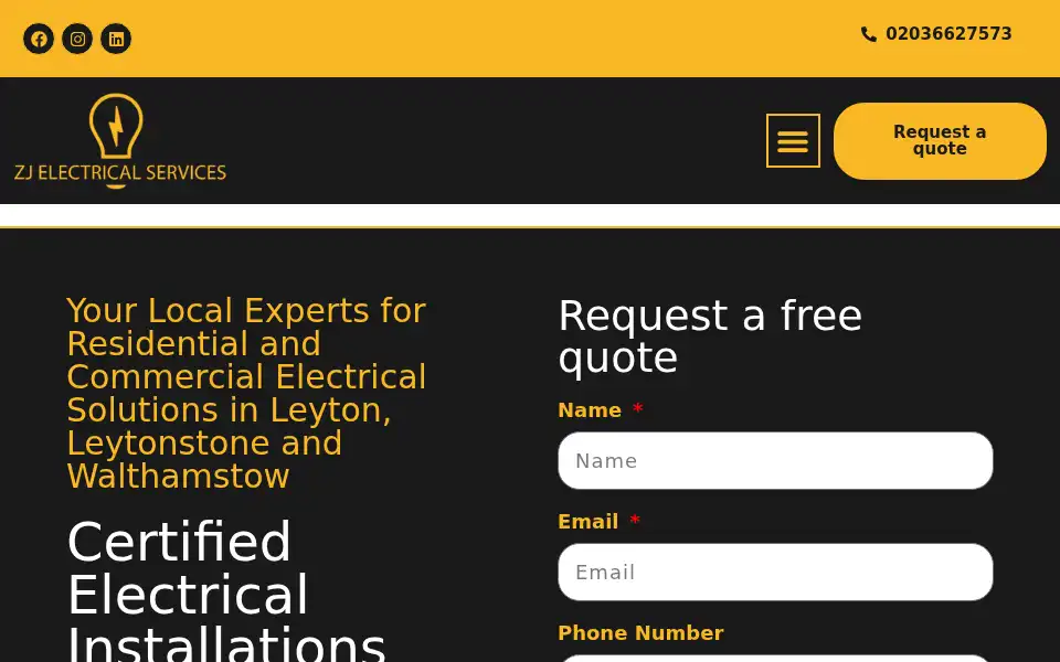 Screenshot of zjelectricalservices.co.uk
