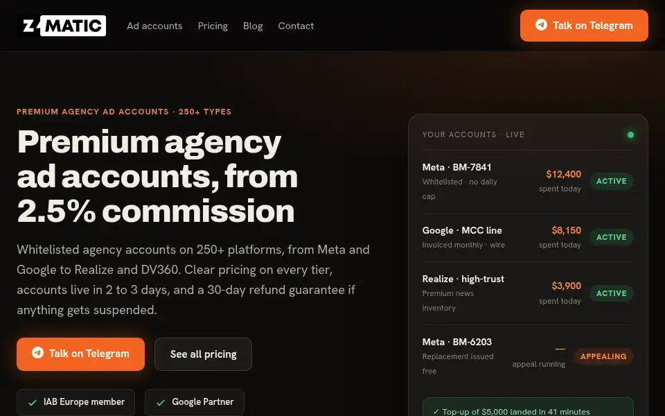 Screenshot of zmatic.eu