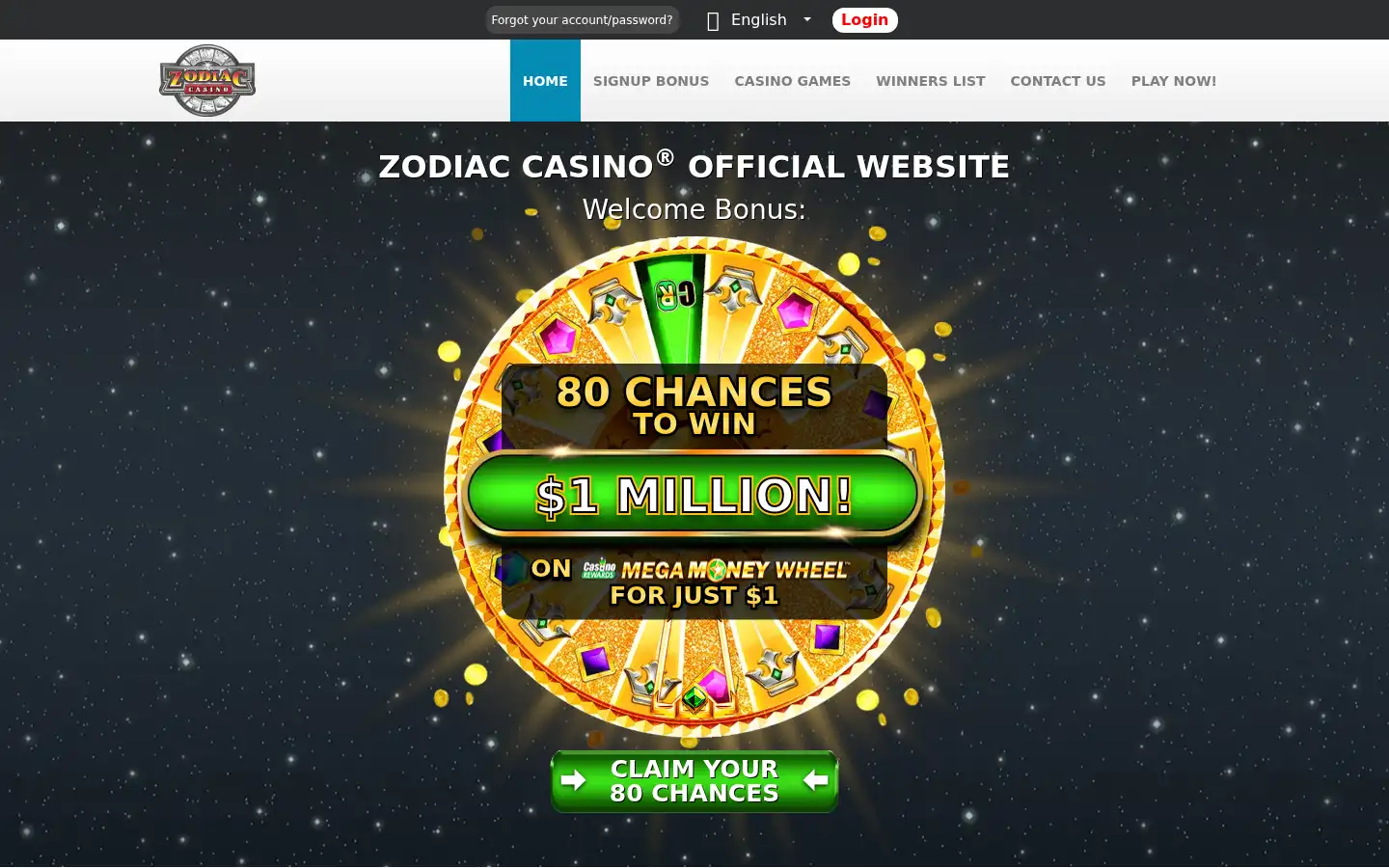 Screenshot of zodiac.casino