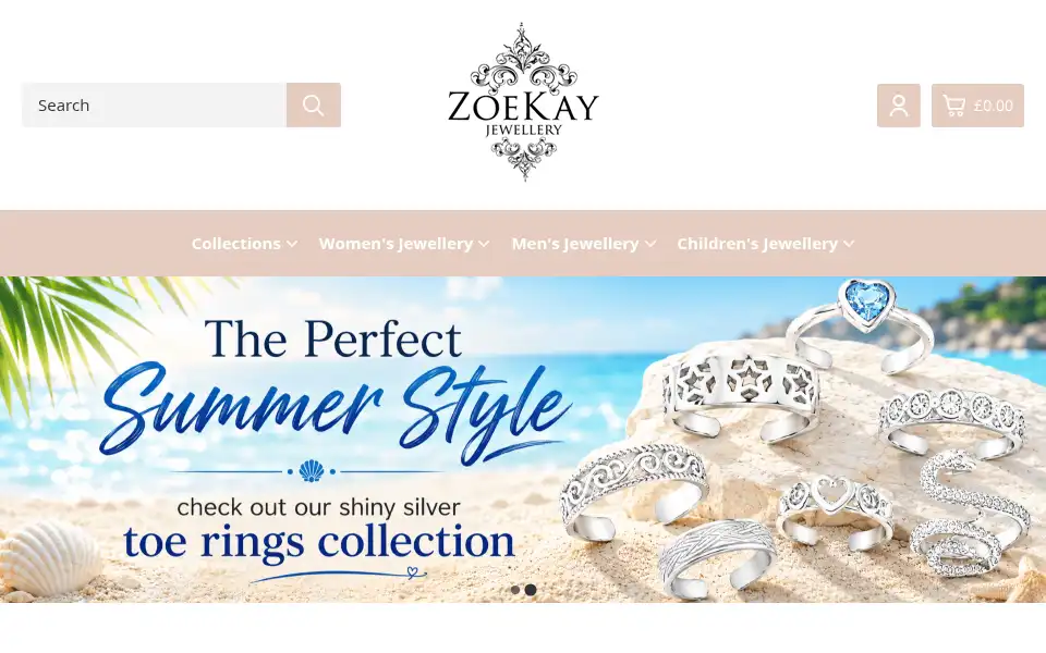 Screenshot of zoekayjewellery.co.uk