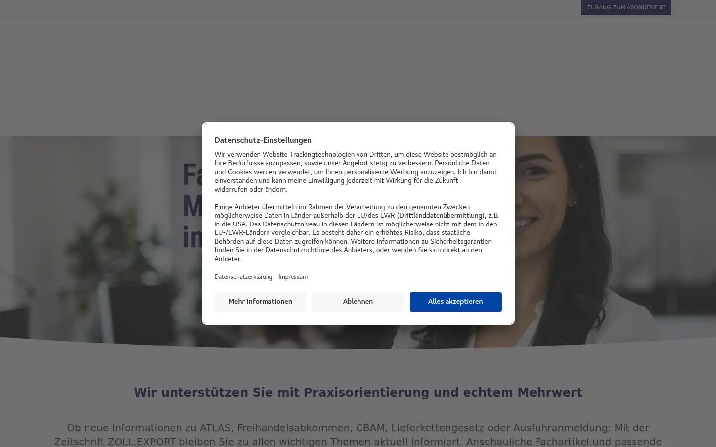 Screenshot of zoll-export.de
