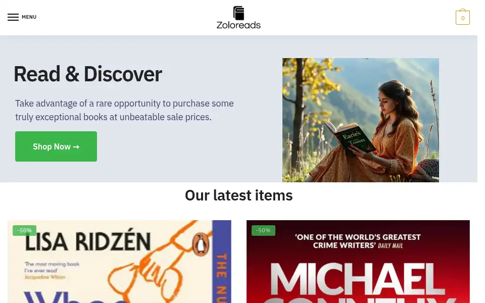 Screenshot of zoloreads.uk