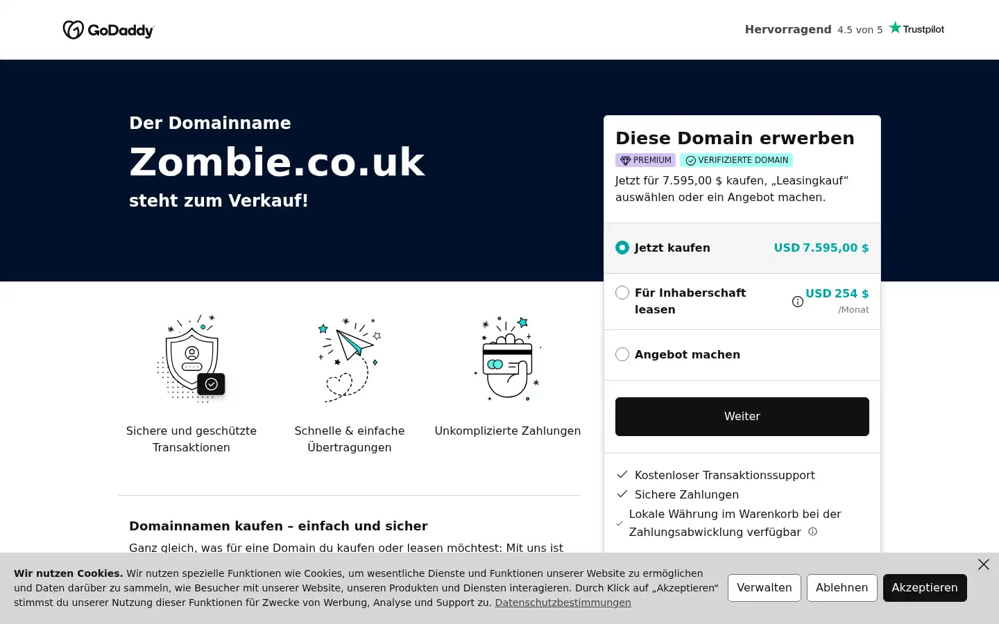 Screenshot of zombie.co.uk