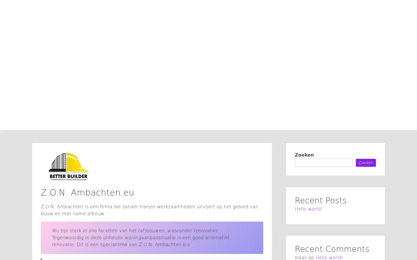 Screenshot of zonambachten.eu