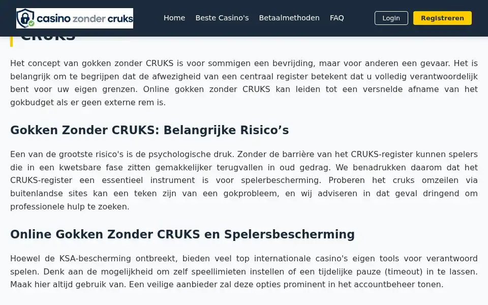 Screenshot of zonder-crucks-casino.nl