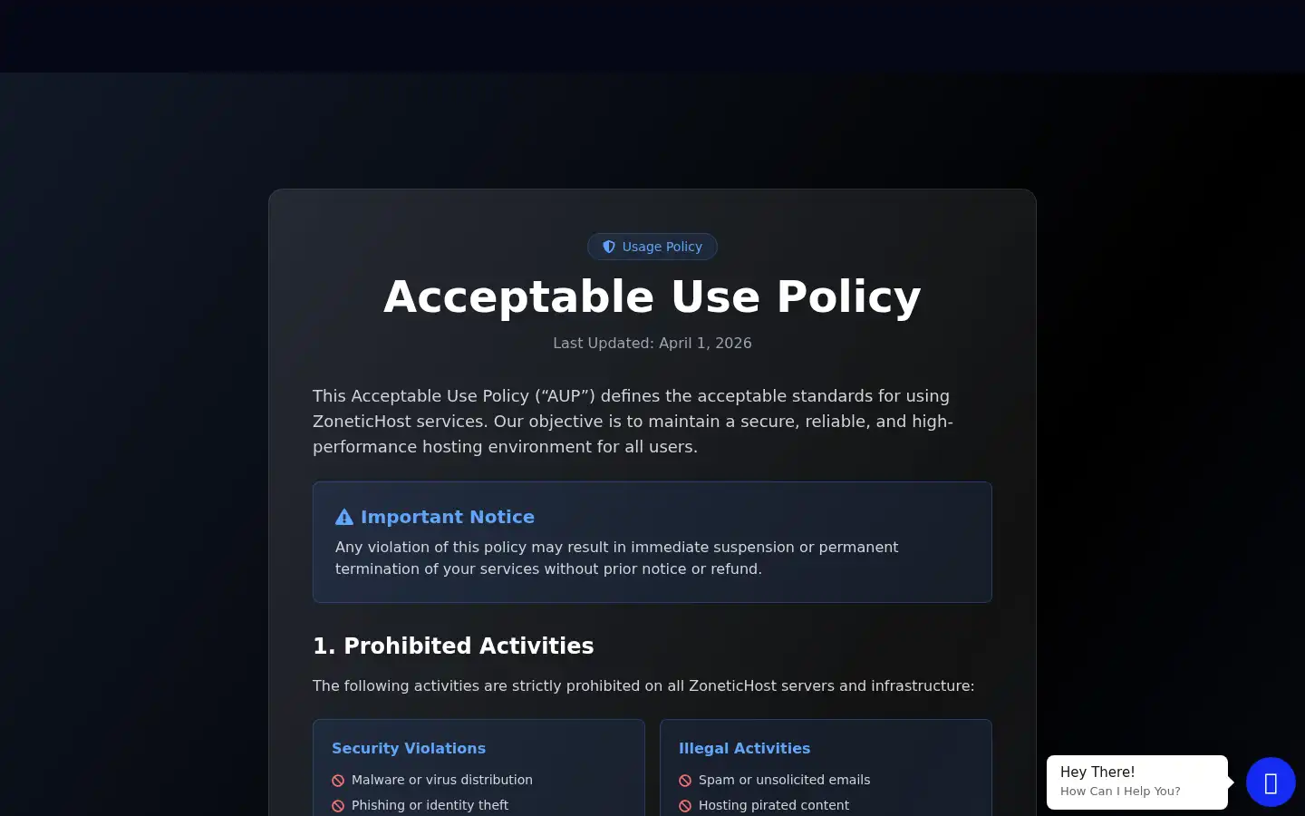Screenshot of zonetichosting.com