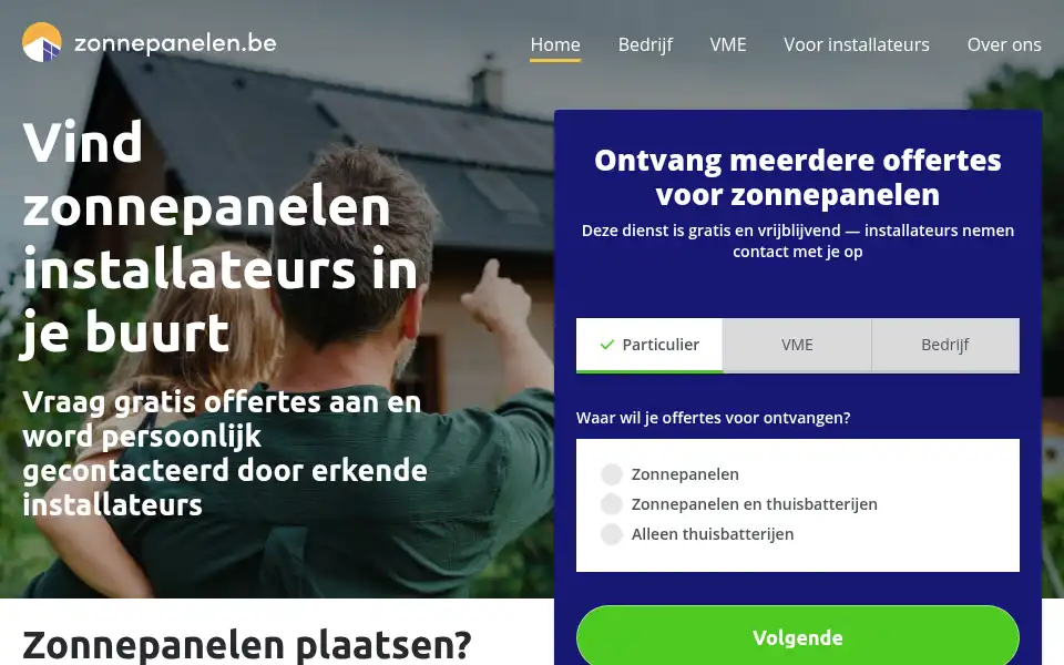 Screenshot of zonnepanelen.be