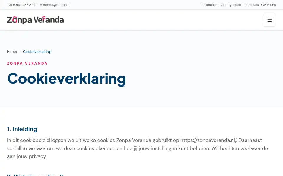 Screenshot of zonpaveranda.nl