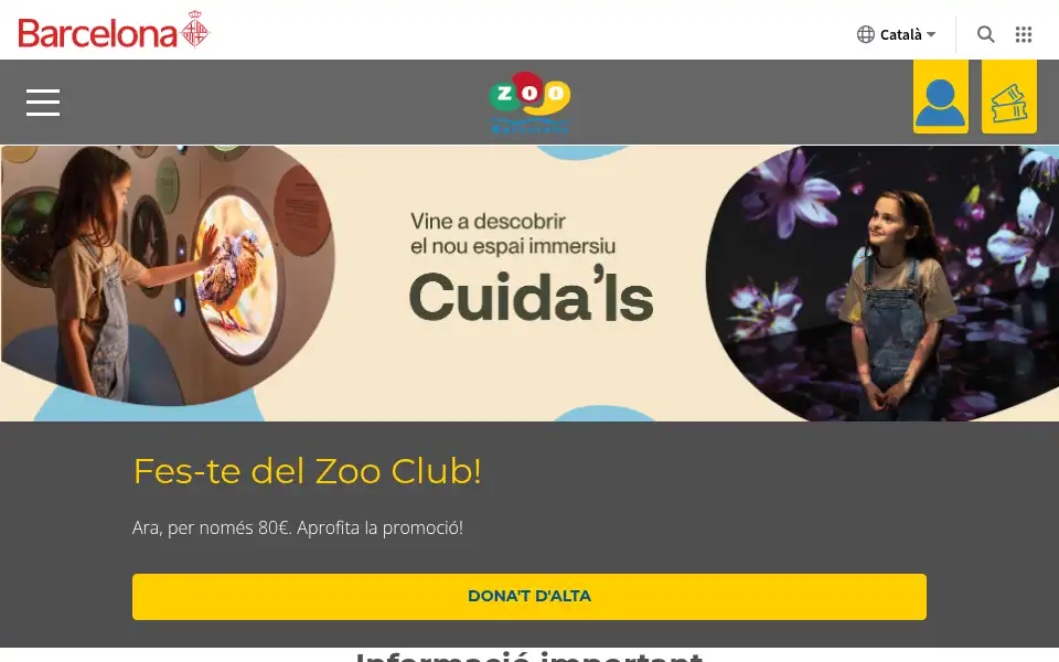 Screenshot of zoobarcelona.cat