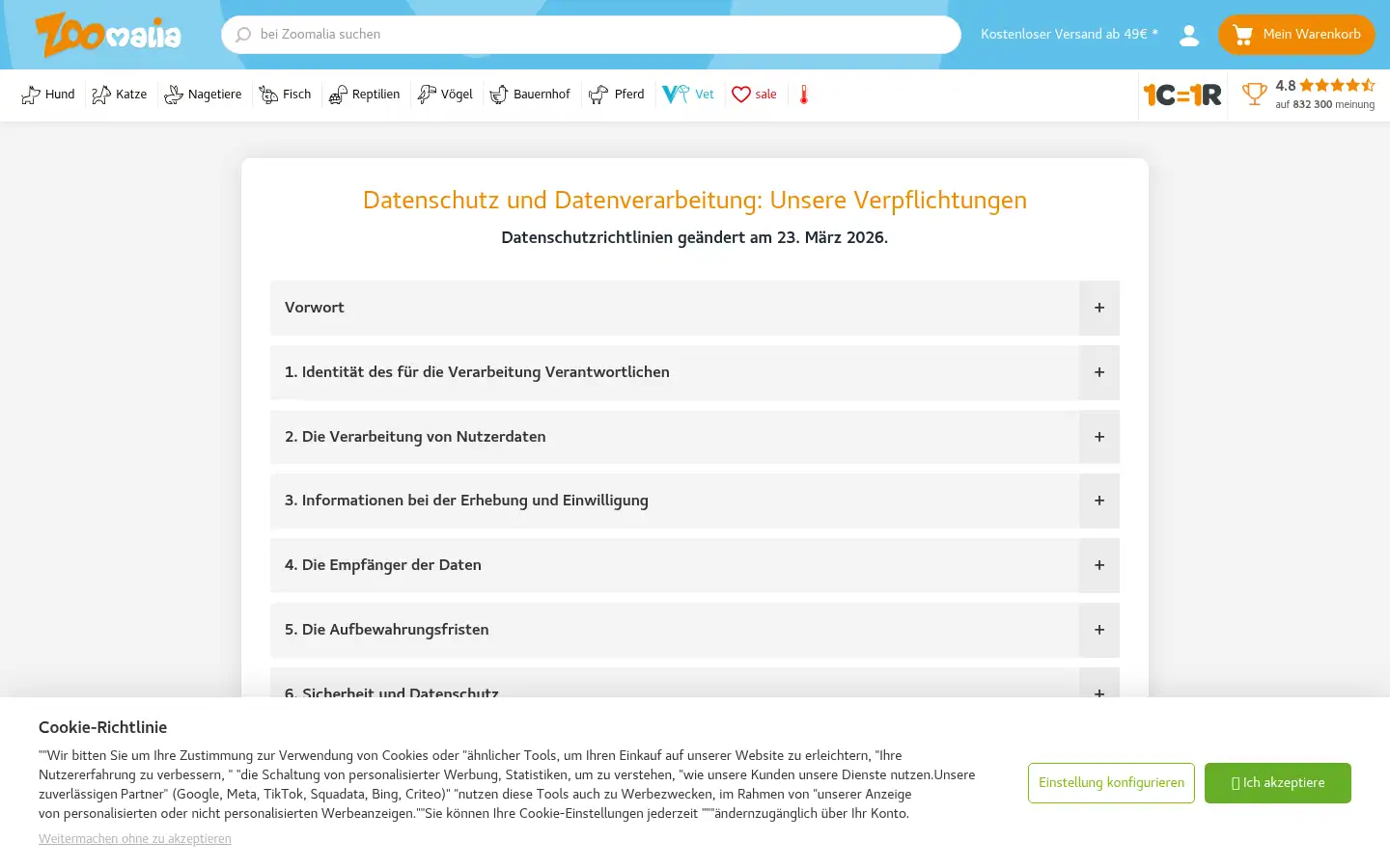 Screenshot of zoomalia.de