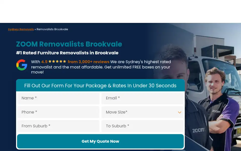 Screenshot of zoomremovals.com.au