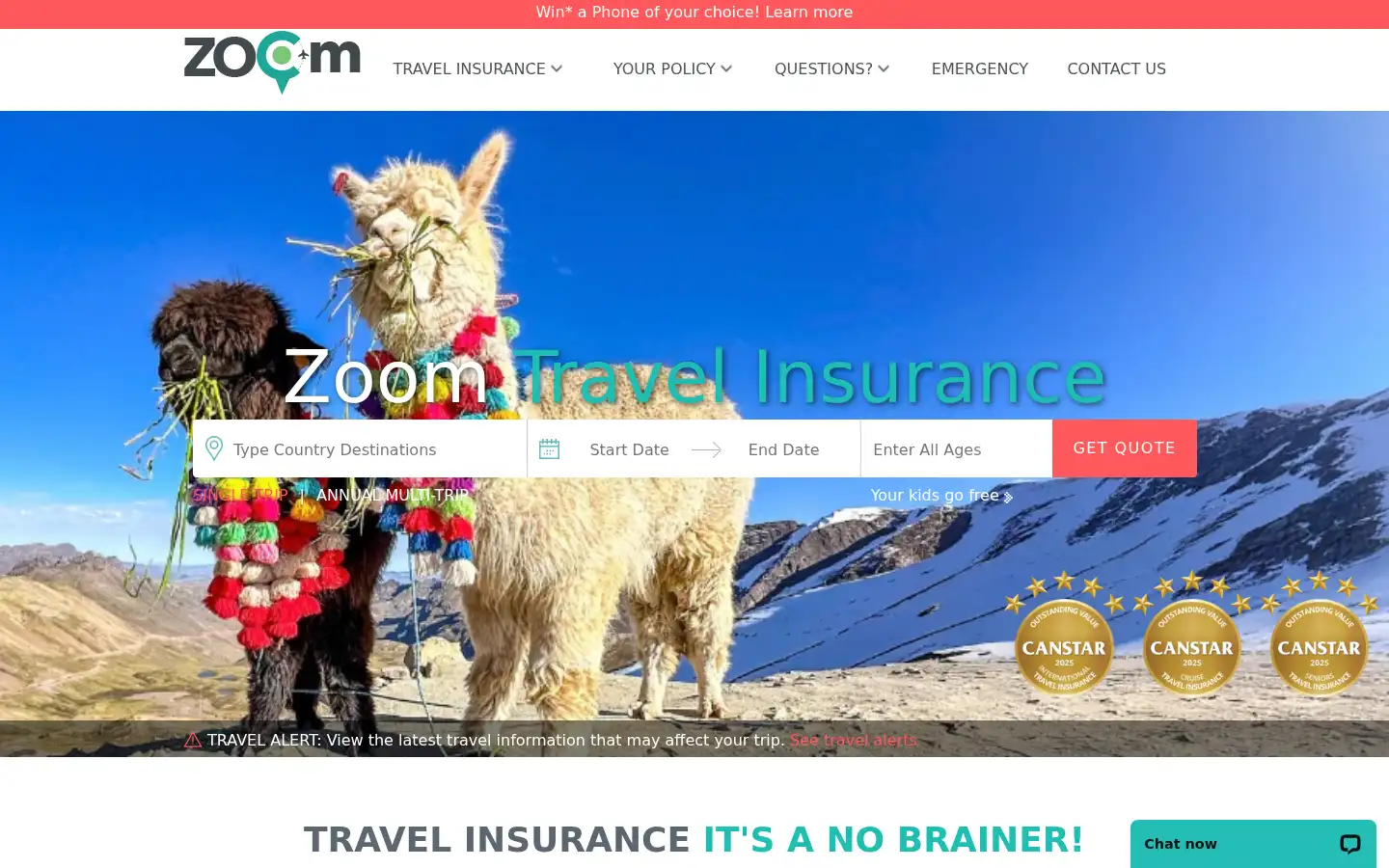 Screenshot of zoomtravelinsurance.co.nz