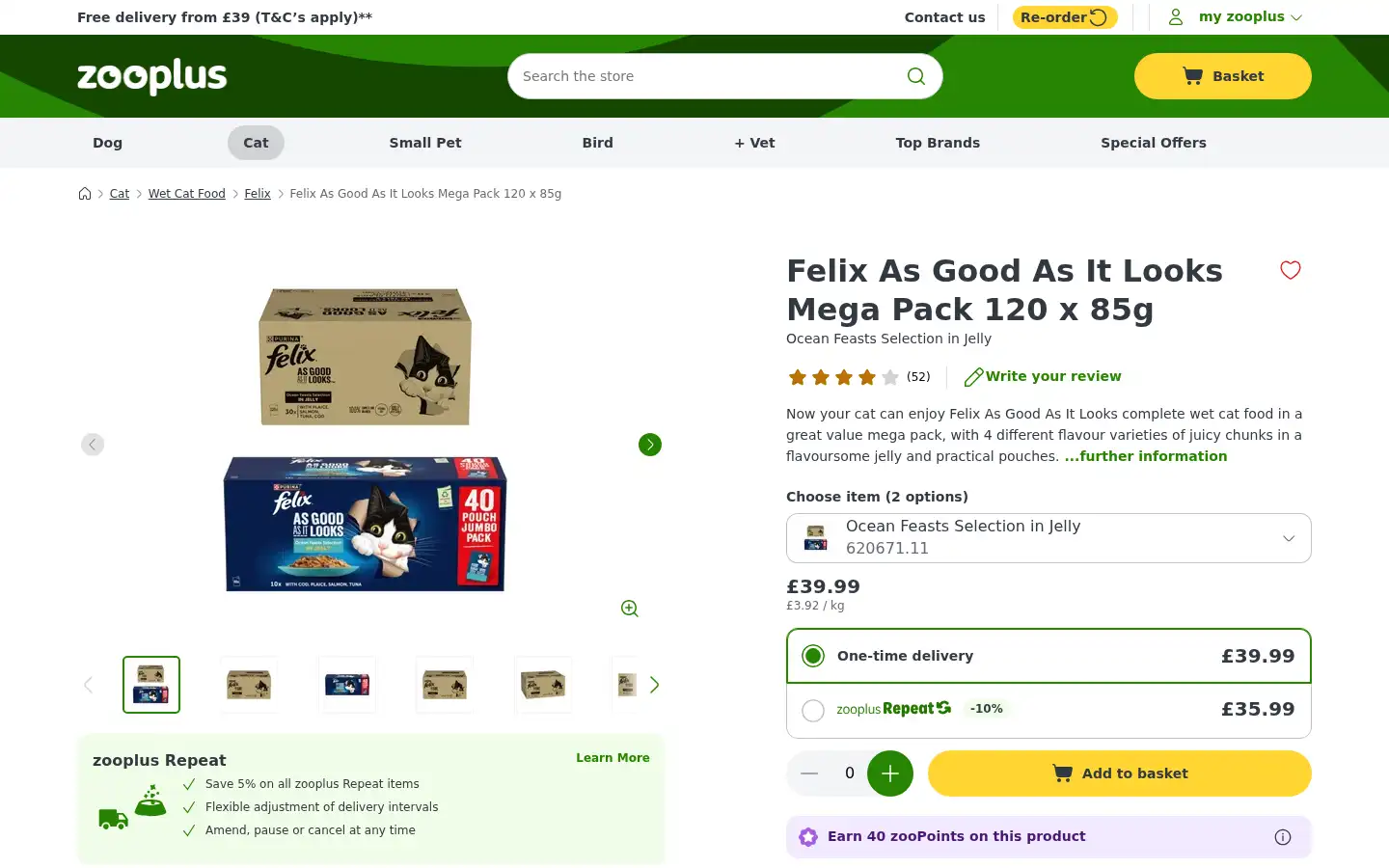 Screenshot of zooplus.co.uk