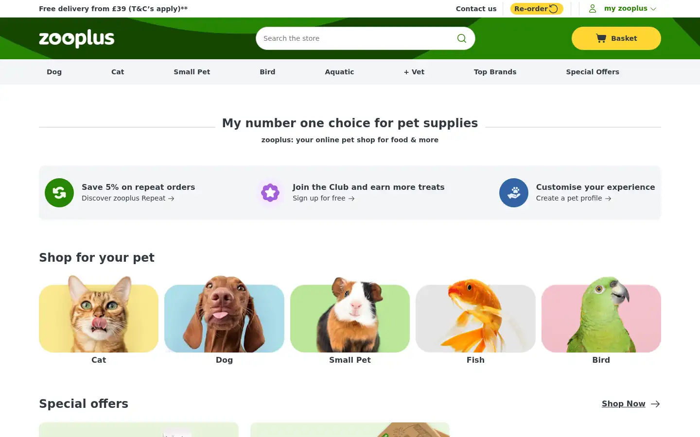 Screenshot of zooplus.com