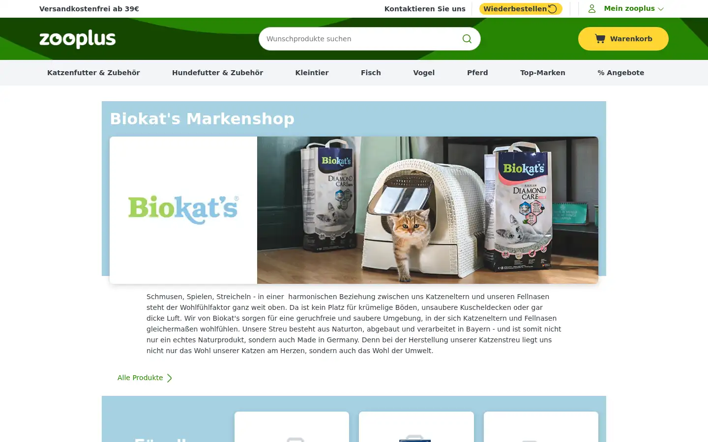 Screenshot of zooplus.de