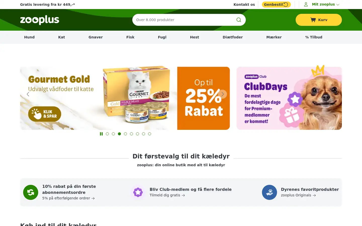 Screenshot of zooplus.dk