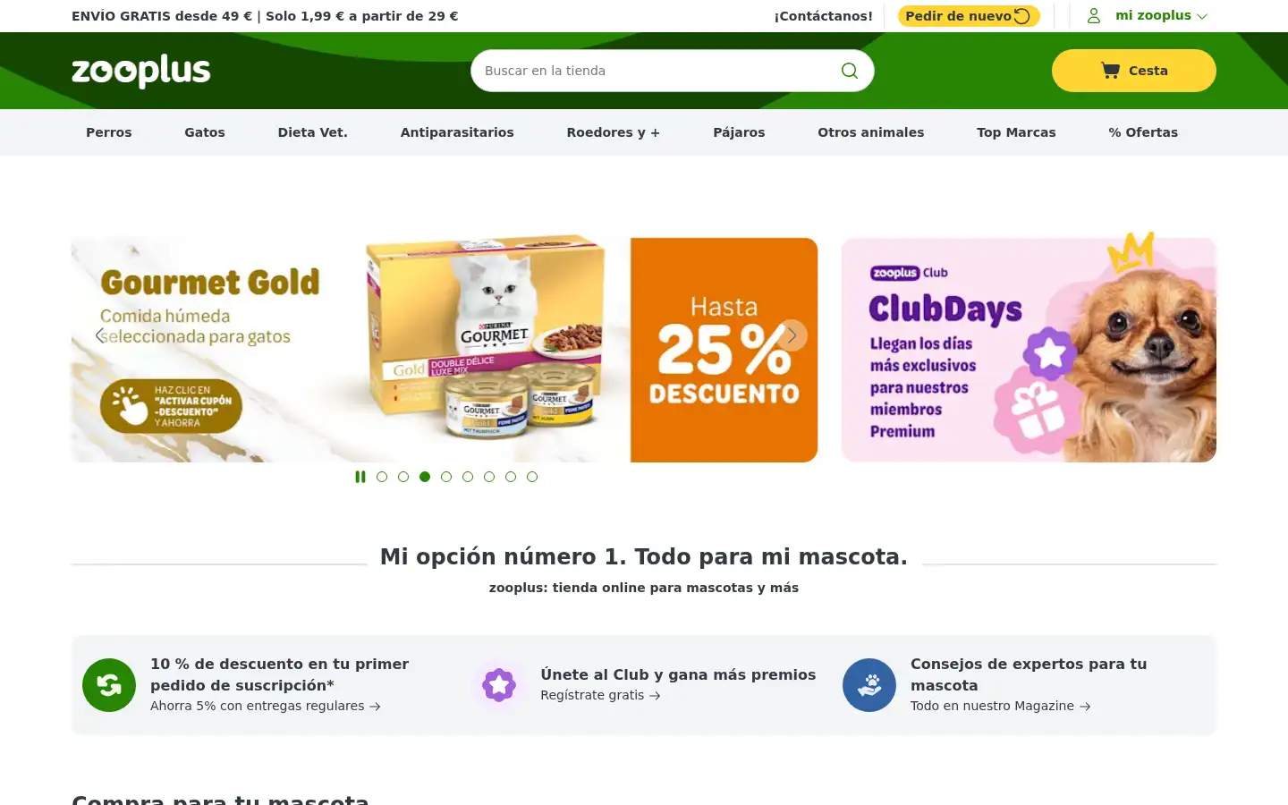 Screenshot of zooplus.es