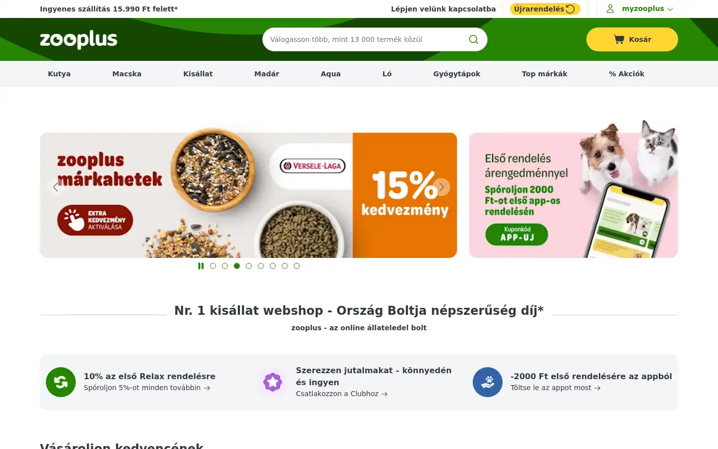 Screenshot of zooplus.hu