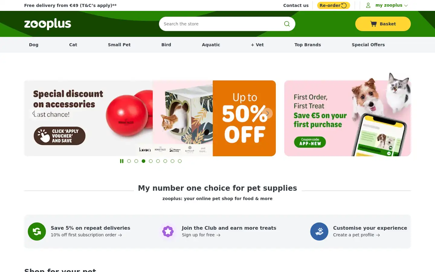 Screenshot of zooplus.ie
