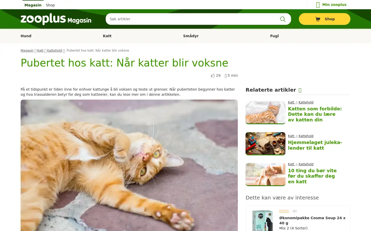 Screenshot of zooplus.no