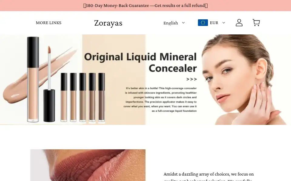 Screenshot of zorayas.com